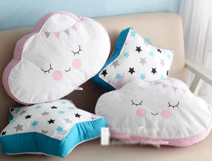 Cartoon Blub Star Moon Luminous Cushion Kids Creative Noctilucence Throw Pillow