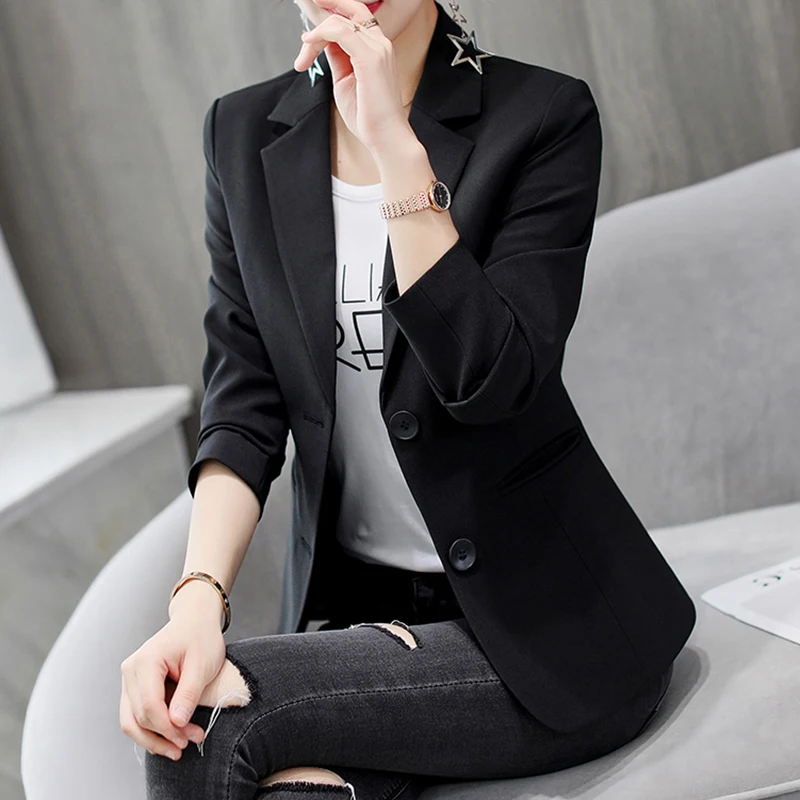 Women's Blazers And Jackets Autumn Fashion Long Sleeve Black White Blazer Feminino Plus Size Tops OL Style Coat Women Clothes