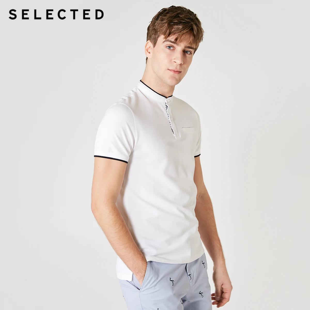 Мужская приталенная рубашка с короткими рукавами модель 419206562 | одежда