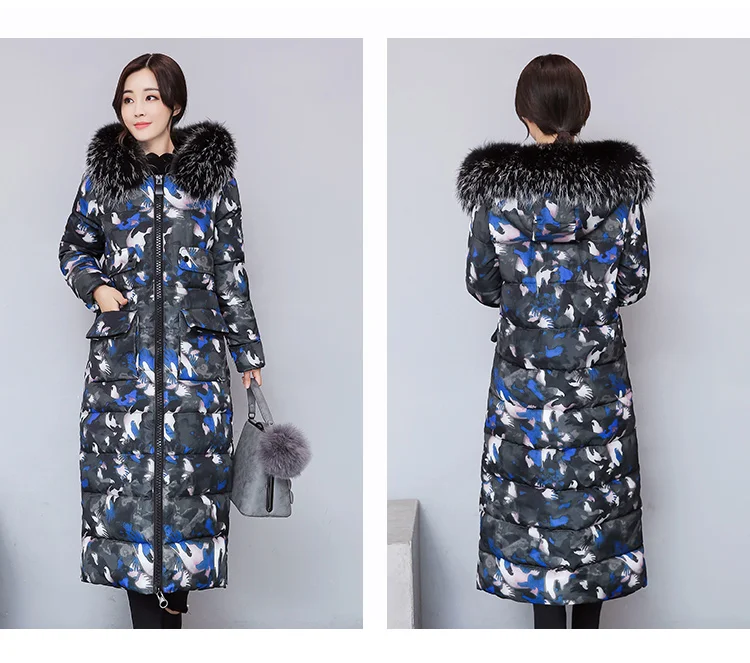 À Hiver Veste blue red Femmes Grand Vestes rembourré Rlyaeiz green Long Black M New 2017 Hot Capuchon Parkas 3xl Chaud Coton Mode Épaississent Manteau Fourrure CXqOI