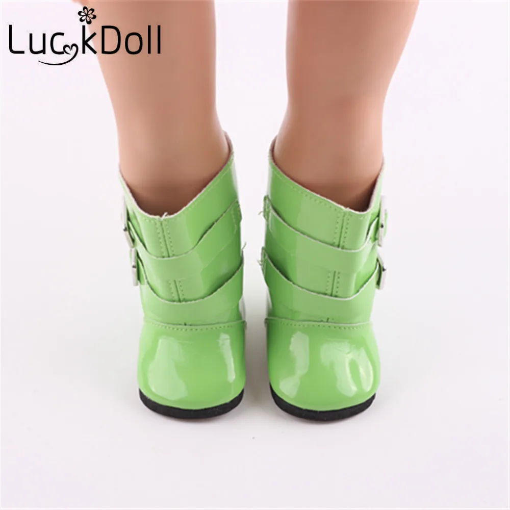 LUCKDOLL 7 пар сплошной цвет дождь BootsFit 18 дюймов Американский 43 см Кукла Одежда Аксессуары для девочек поколение подарок на день рождения