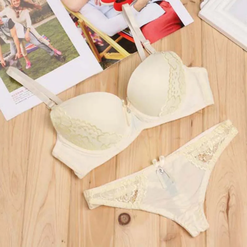 Solid Color Sexy Elegant Bra And Panty Set Women Bras Underwear Lady Push Up Bra Lingeries Bra Sets Brief Set Lingerie Set