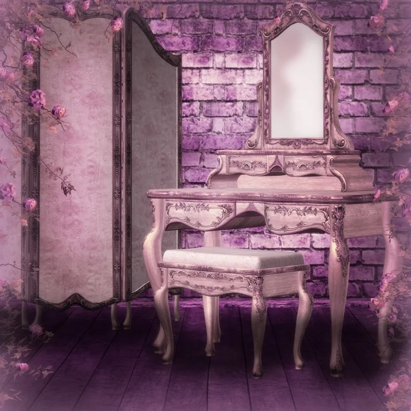 

Laeacco Old Boudoir Interior Dressing Table Flowers Photography Background Customized Photographic Backdrops For Photo Studio