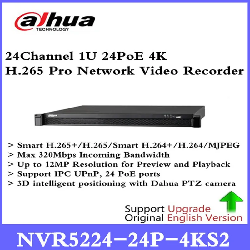 

Original DH NVR5224-24P-4KS2 24Channel 1U 24PoE 4K&H.265 Pro Network Video Recorder NVR5224-24P-4KS2 free DHL shipping