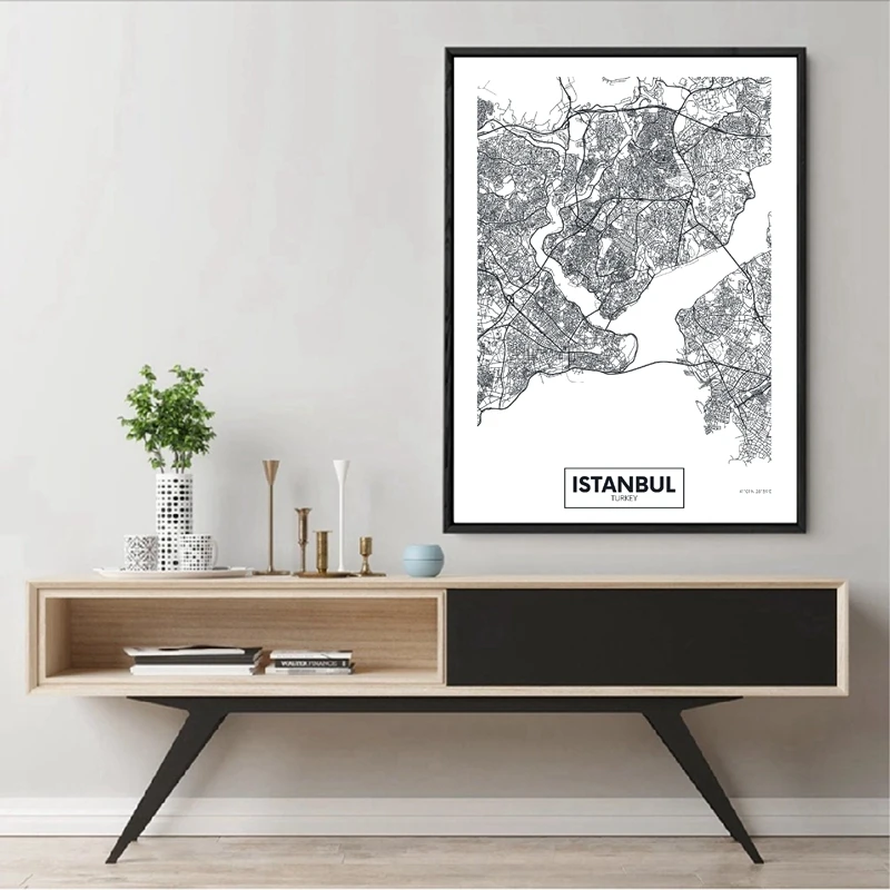 Istanbul Map Poster Home Decor