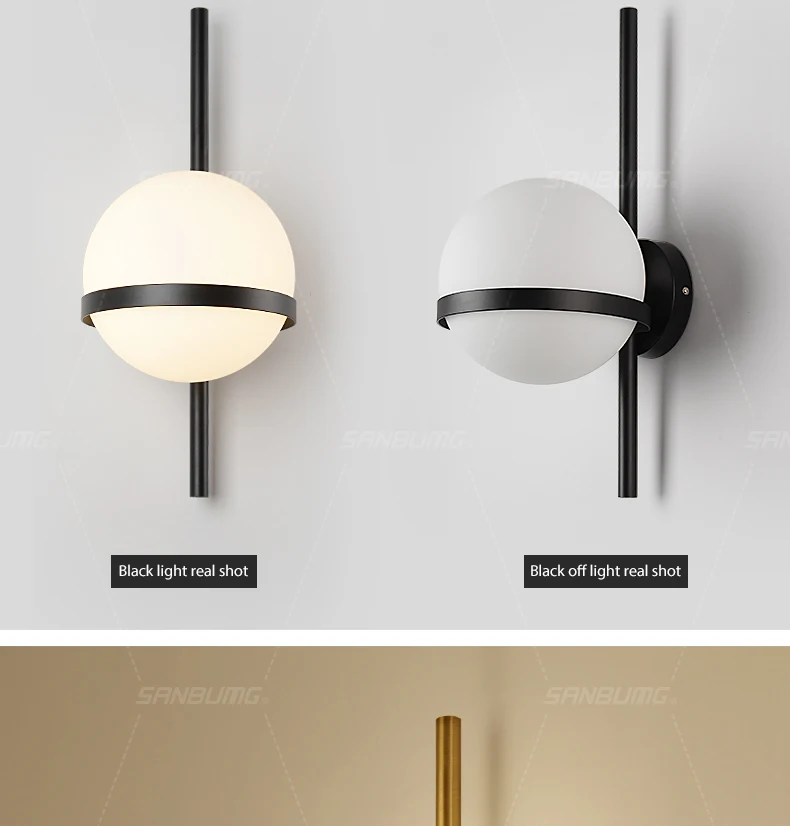 Luz da Parede de Vidro Sanbumg Nordic Criativo Moderno Arandela Lua Redonda Lâmpada Cabeceira Sala Estar Corredor Ferro Forjado Iluminação 10 criativo moderno arandela lua redonda lâmpada cabeceira
