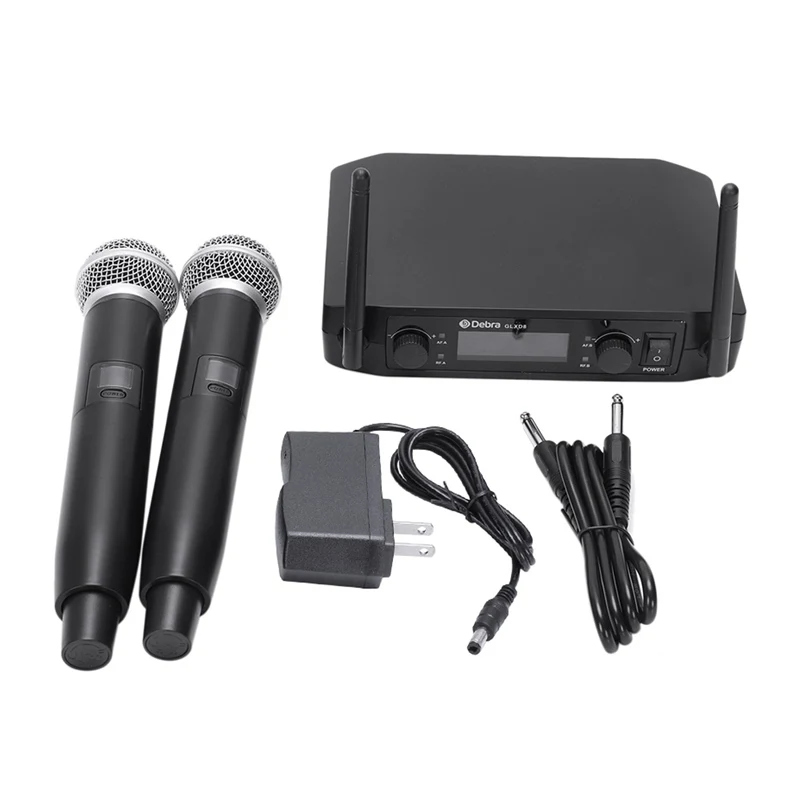 Smart Fm Uhf Wireless Microphone 2 Cordless Handheld Mic Free Frequency For Meeting Pc Speaker Amplifier Us Plug