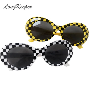 

LongKeeper NIRVANA Kurt Cobain Novelty Mosaic Sunglasses Men and Women Retro Oval Sun glasses Fashion Unsix Eyewear UV400 Gafas