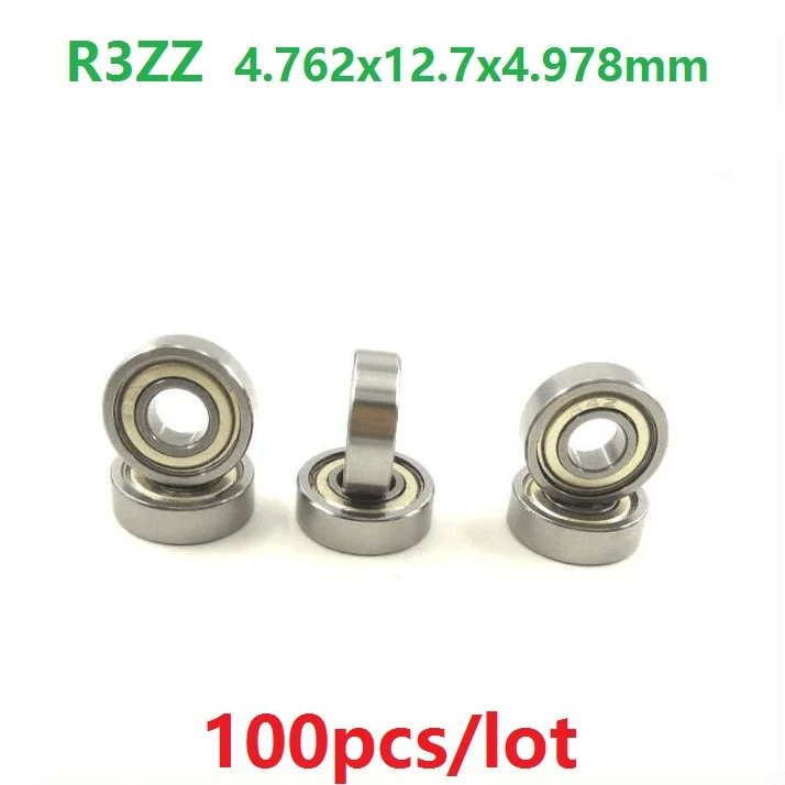 

100pcs/lot R3ZZ R3 ZZ 2Z bearing 3/16" x 1/2" x 0.196" inch metal shielded Deep Groove Ball bearing 4.762x12.7x4.978 mm