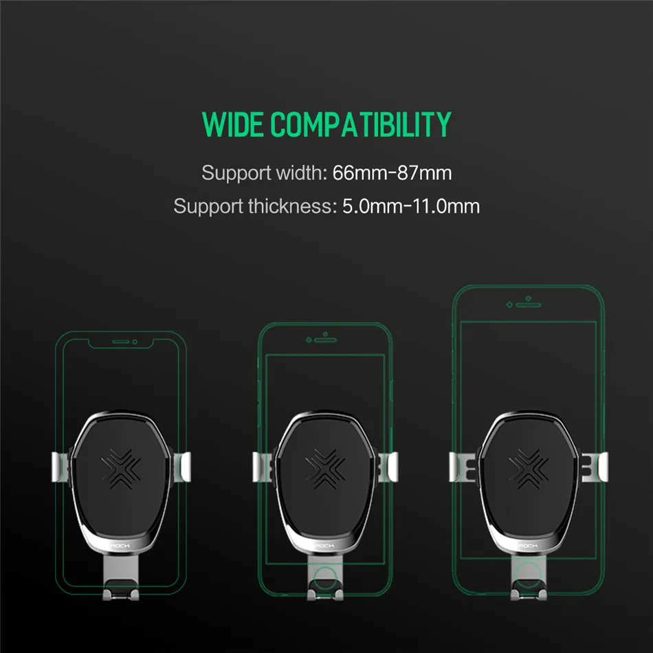 ROCK беспроводное автомобильное зарядное устройство для iphone 8 Plus X XS Автомобильный держатель для телефона для samsung S9 S8 Note 9 8 Quick Charge 10 Вт 7,5 Вт