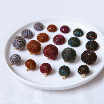 

2018 Winter style color cotton thread decoration rounds balls/flatback semi-circle shape beads diy earring/garment pendants