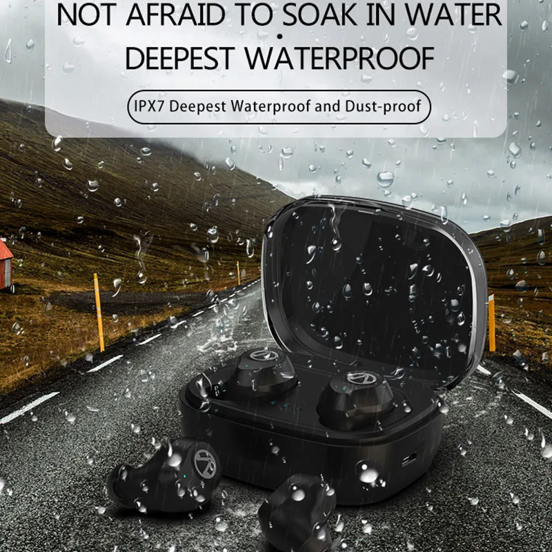 

Bluetooth 5.0 Wireless Headphones Bilateral Calls Earphone waterproof Sport Touch Headset with charging box for smart phone