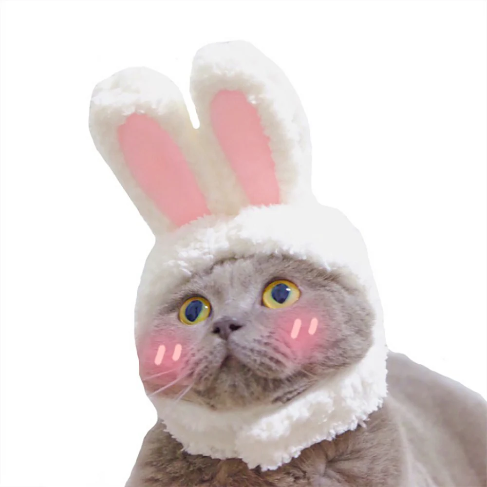 

Funny Pet Dog Cat Cap Costume Warm Rabbit Hat New Year Party Christmas Cosplay Accessories Photo Props Headwear