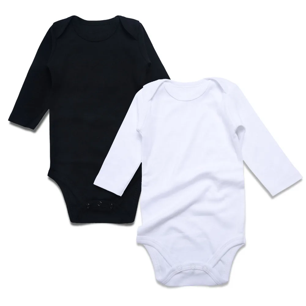 

2 PCS Newborn Baby Bodysuits Black Cotton Long Sleeve Unisex Baby Bodysuits Infant Clothing for Boys Girls 0-24 Months