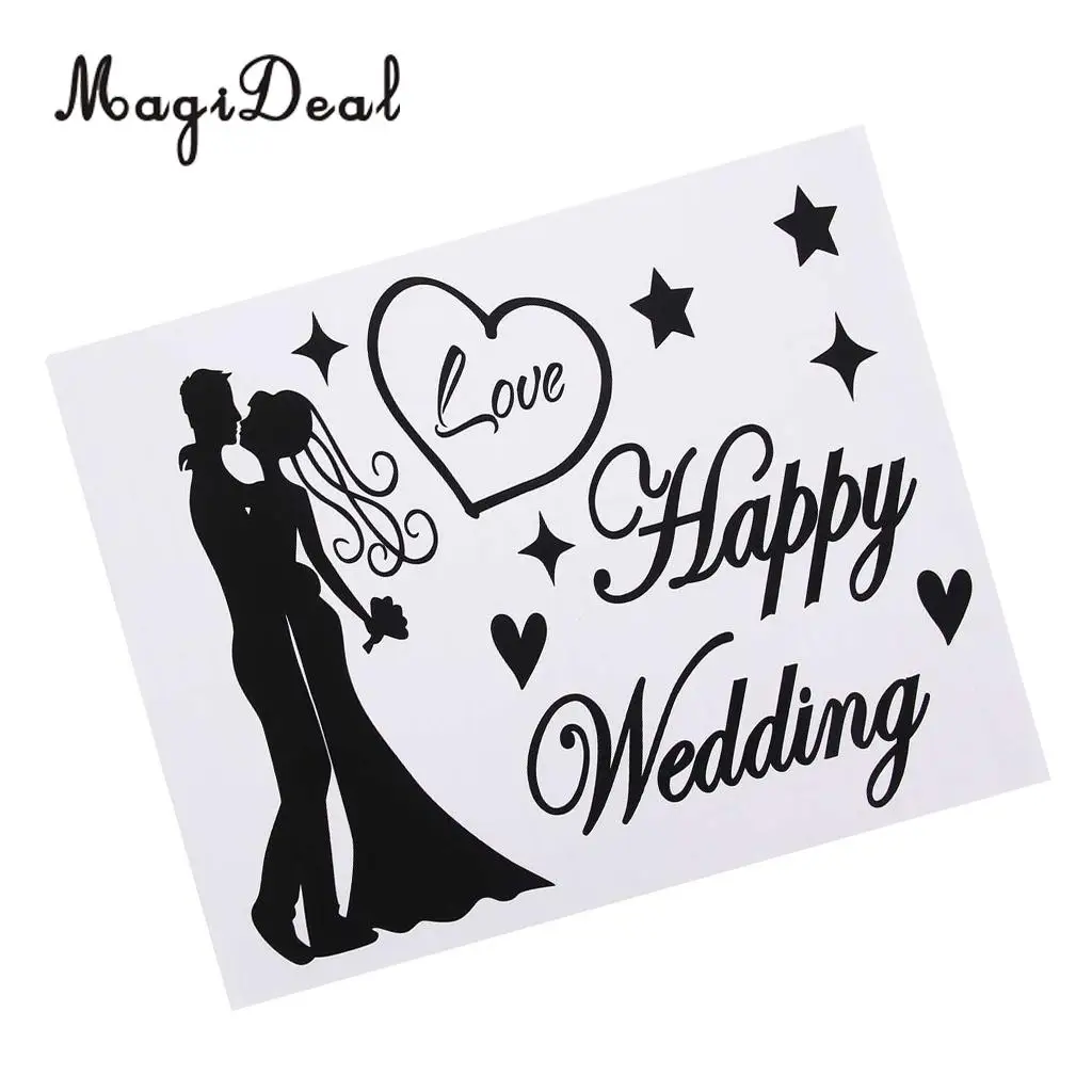 Romantic Happy Wedding Stickers Decal Jumbo Clear Bobo Balloons DIY Decorations