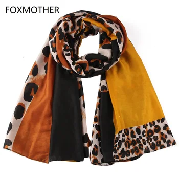 

FOXMOTHER Fashion Yellow Leopard Scarves Wraps Patchwork Stoles Shawl Ladies Womens 2019