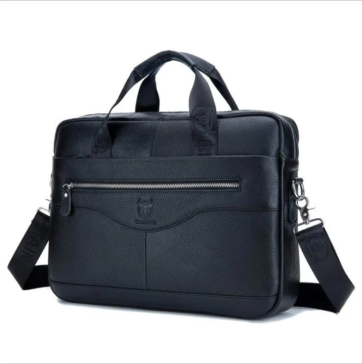 BULLCAPTAIN Новая Винтажная мужская сумка-мессенджер из натуральной кожи/Повседневная деловая сумка, модный мужской деловой портфель из воловьей кожи - Цвет: Черный
