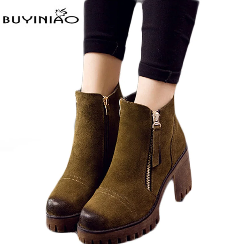 

Free shipping 2017 New Stylish Woman's Martin Boots solid Colors Shoes Leather Boots Women's Zipper Ankle Boots 86hfx