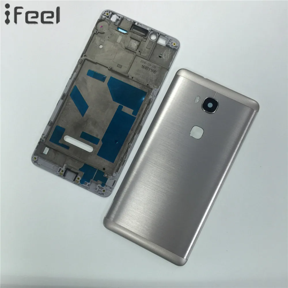 IFEEL для huawei Honor 5X X5 GR5 полный корпус передний держатель ЖК-экрана рамка+ задняя крышка батарейного отсека Запасные части - Цвет: Silver