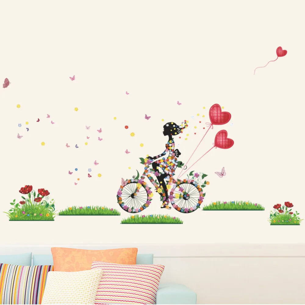 Removable Girl Flower Decals Vinyl Art Mural Wall Sticker Kids Girl