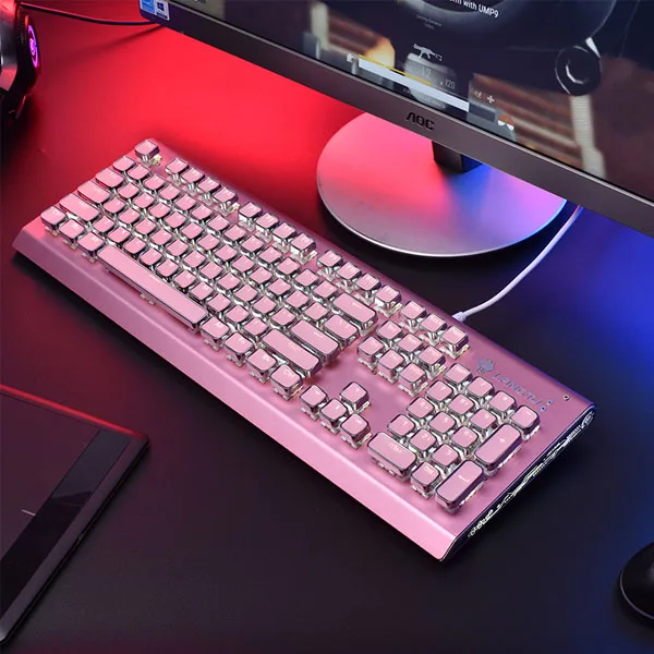 Высококачественная игровая механическая клавиатура светодиодный Проводная клавиатура с подсветкой водонепроницаемый синий черный переключатель профессиональная механическая клавиатура - Цвет: Pink
