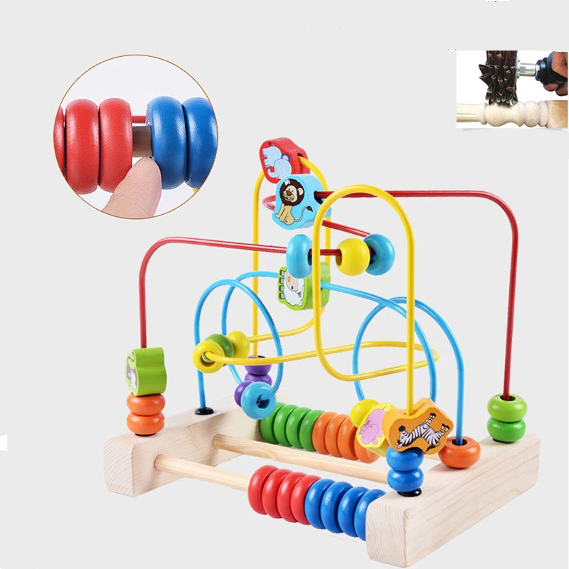 Детские деревянные круглые бусины раннее образование Abacus развития интеллектуальные Овощи Фрукты животных игрушки для детей