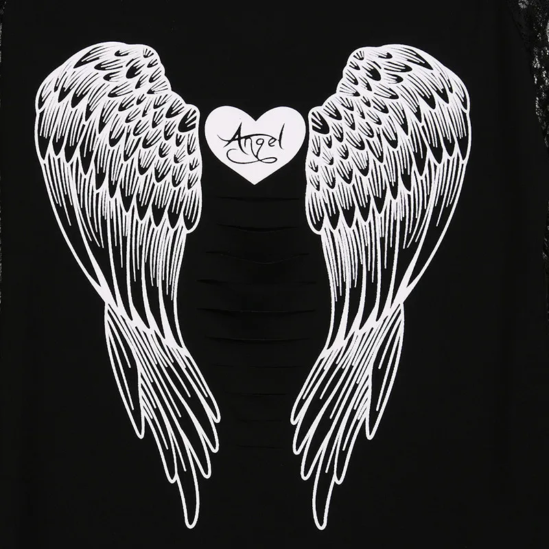 HIRIGIN, женские блузки с крыльями ангела, с принтом сзади, с длинным рукавом, свободные, с принтом, рубашки, повседневные, кружевные, с открытыми плечами, блузки, хлопковые топы