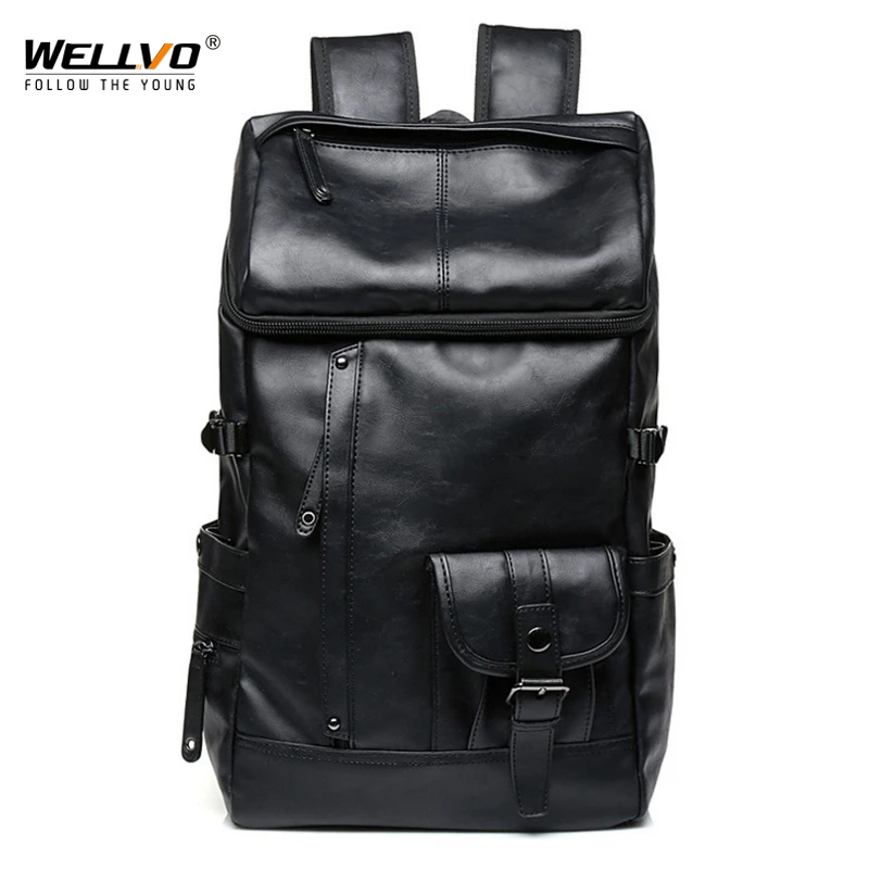 Buy Wellvo Men PU Fashion Leather Backpack Teenager