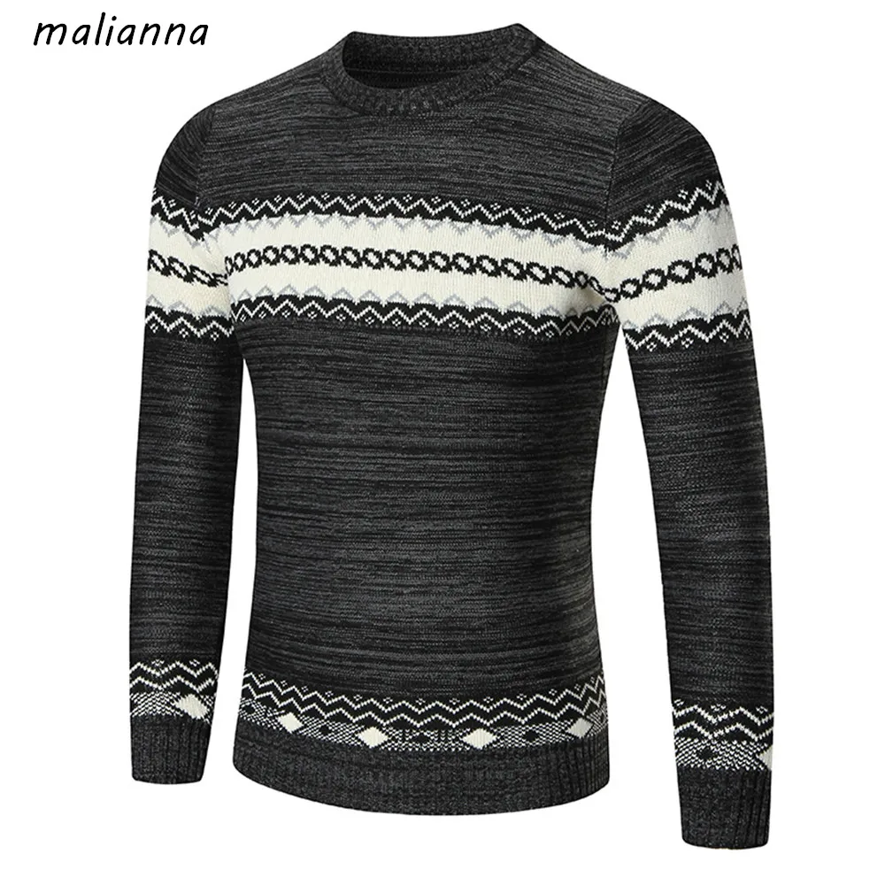 Multi Color Men's Pullover Sweater Coat Long Sleeve O Neck Knitted