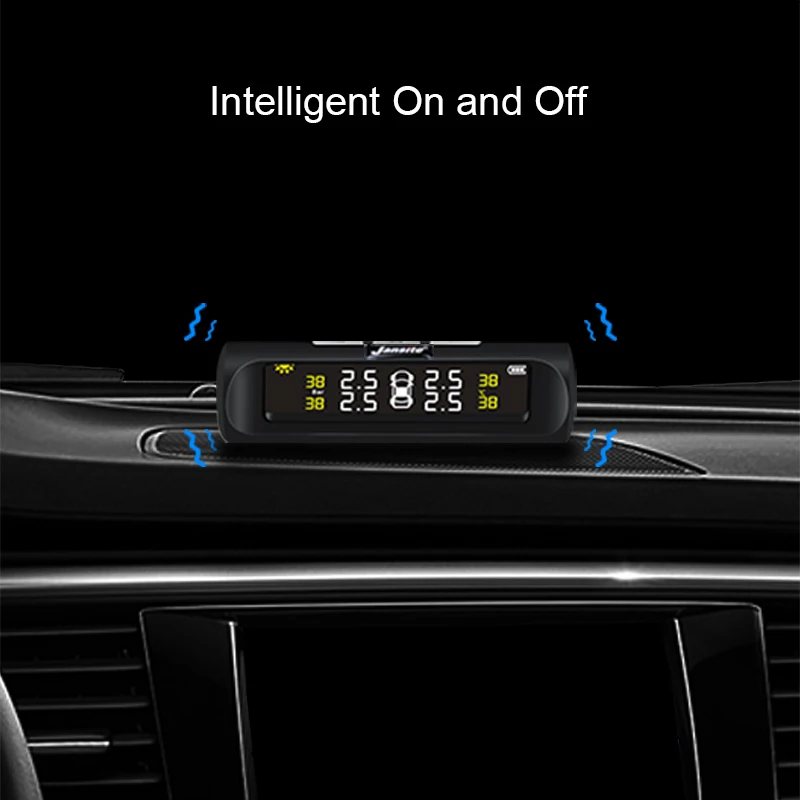 Jansite Car TPMS Tire Pressure Monitoring System Solar Charging HD Digital LCD Display Auto Alarm System Wireless With 4 Sensor