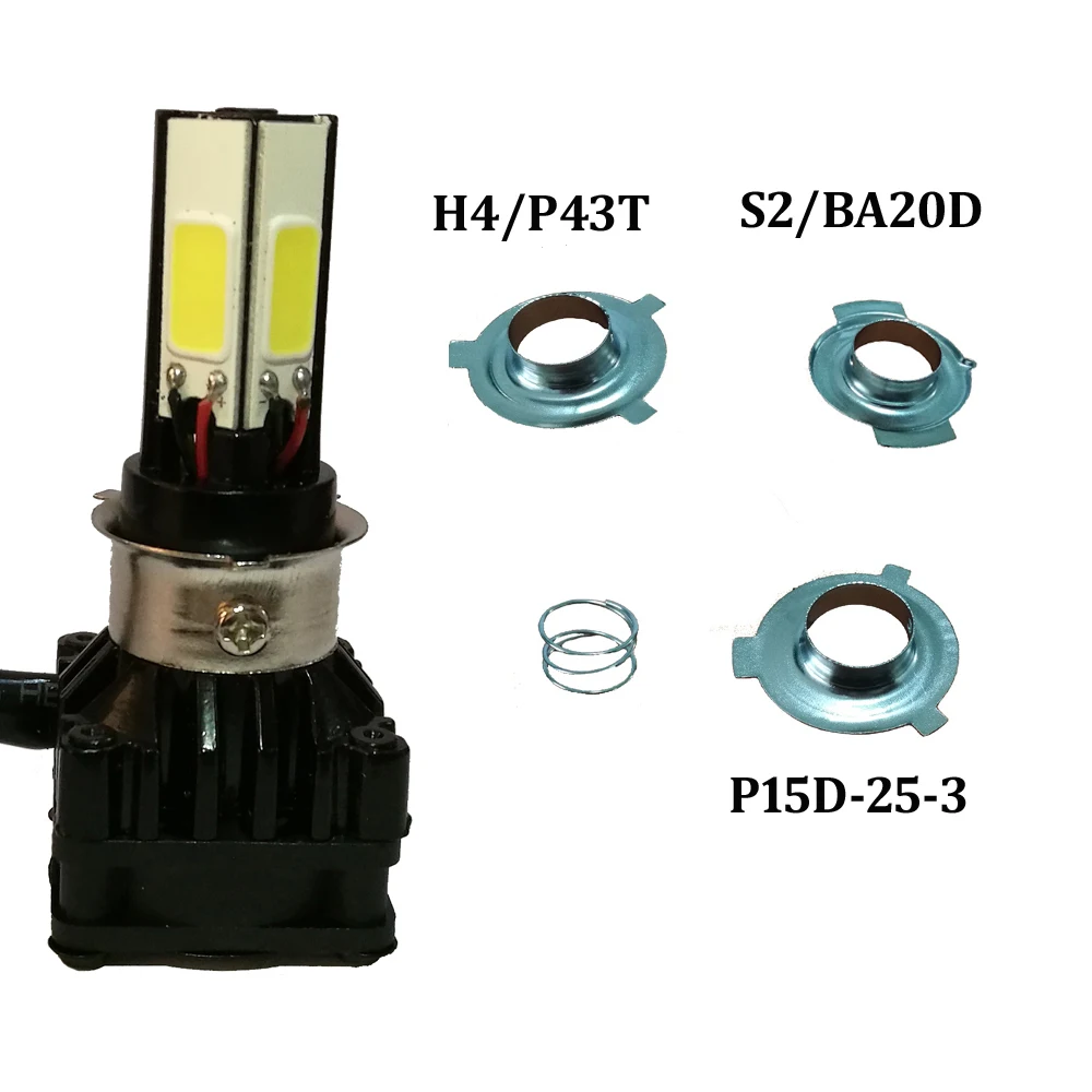 20 шт. мотоциклетные 4-сторонними 3000LM 24W светодиодный передние фары M5 мини-разъем H4 Hi/короче спереди и длиннее сзади) лампа PH8 H6 BA20D 6000K мотоцикл противотуманные фары