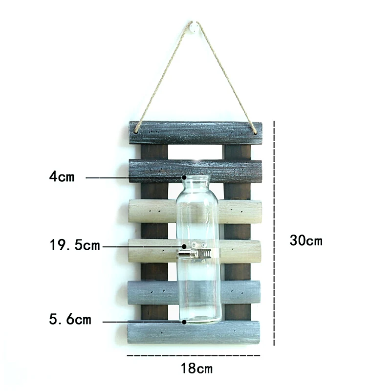 Ретро деревянный гидропонный завод стеклянный контейнер кулон Настенный Цветок композиция Цветочная ваза украшение для домашнего балкона