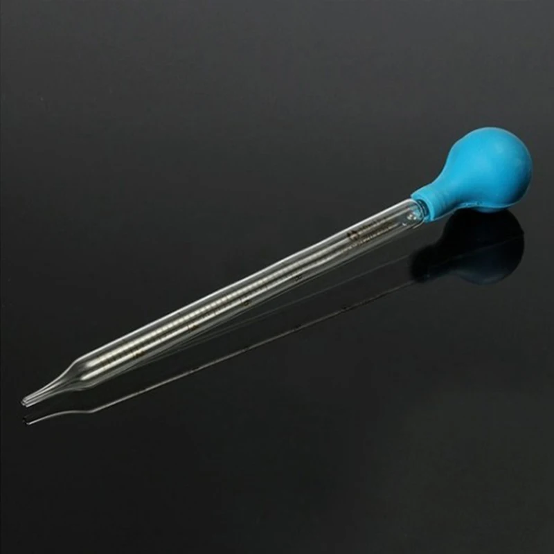 10 мл резиновая головка стеклянная капельница стеклянная лабораторная пипетка со шкалой линия синий и прозрачный 1 шт