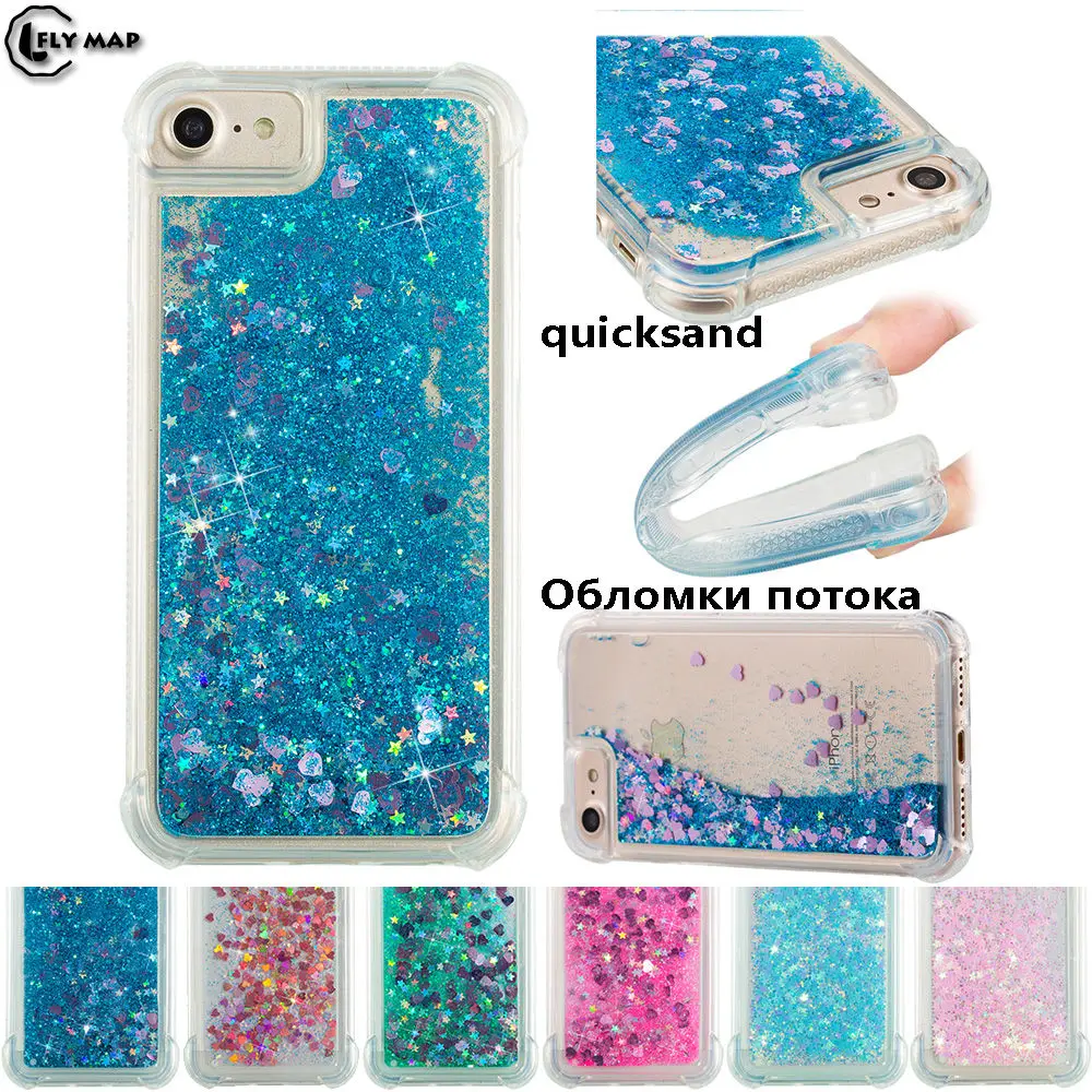 Glitter Stars Phone Cover for Apple iPhone 6 6S A1549 A1586 A1589 A1690 A1688 A1699 Dynamic Liquid Quicksand Soft TPU Back |
