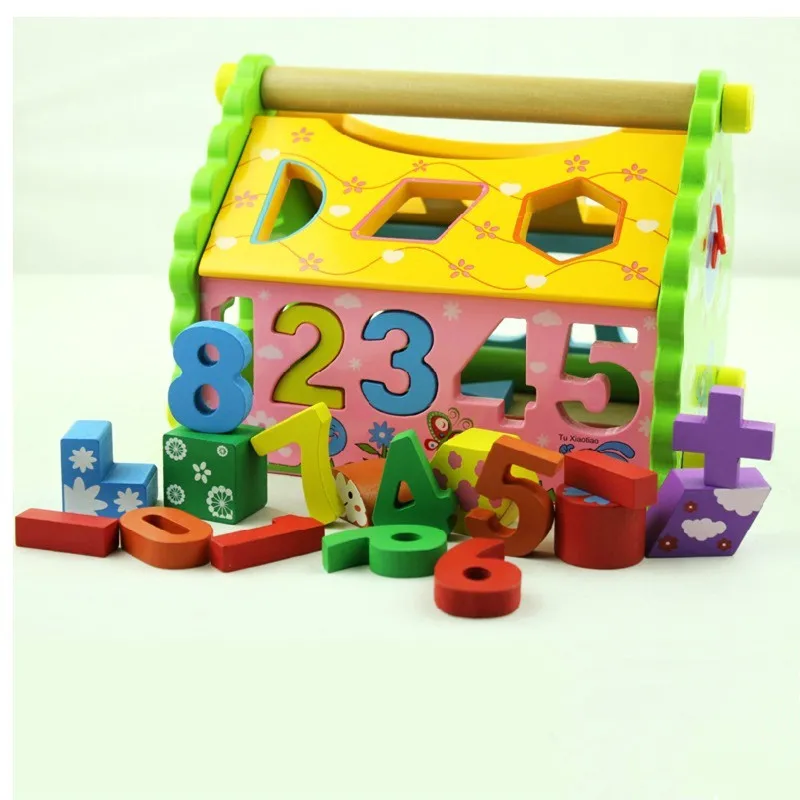 

Educational wooden toys digital dismantling houses cognitive matching wisdom building blocks