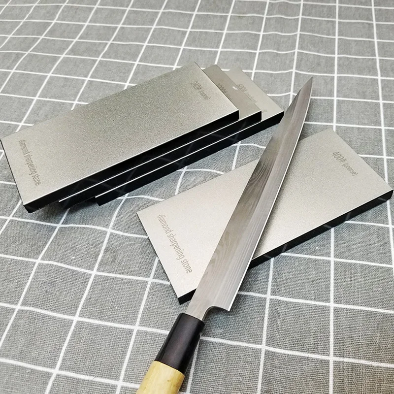 

6.7 inch Diamond bar 240 400 600 1000 Sharpening Hone Block Stone Polishing Whetstone Knife Tool Wood non-slip acrylic base