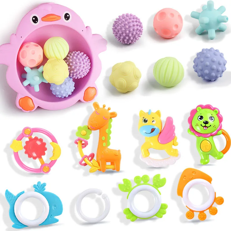 

Baby Toy Fun Little Loud Bell Ball 6pcs Textured Multi Ball Set Hand Bell Rattle baby toys 0-12 months touch hand training toys