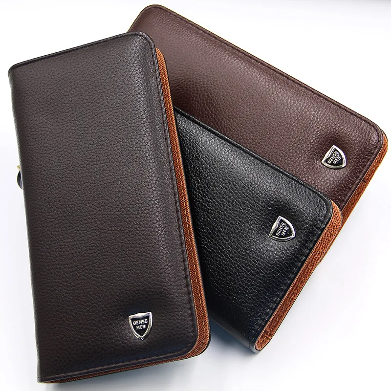 الرجال محافظ الذكور مخلب أكياس الرجال المحفظة بو الجلود حقيبة يد مخلب حقيبة الأعمال مزدوجة سستة طويل بطاقة حامل الهاتف محفظة