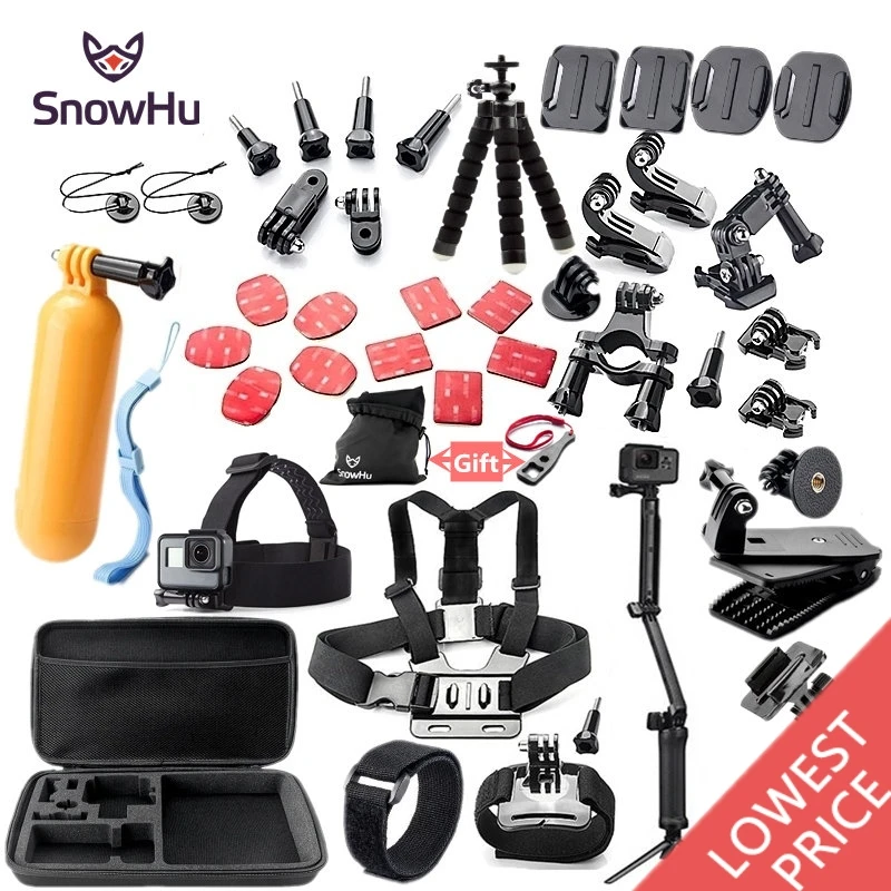 Koop SnowHu Voor Gopro accessoires set mount statief voor go pro hero 7 6 5 4 3 sjcam sj4000 voor xiomi kit voor xiaomi yi 4 K + camera GS52