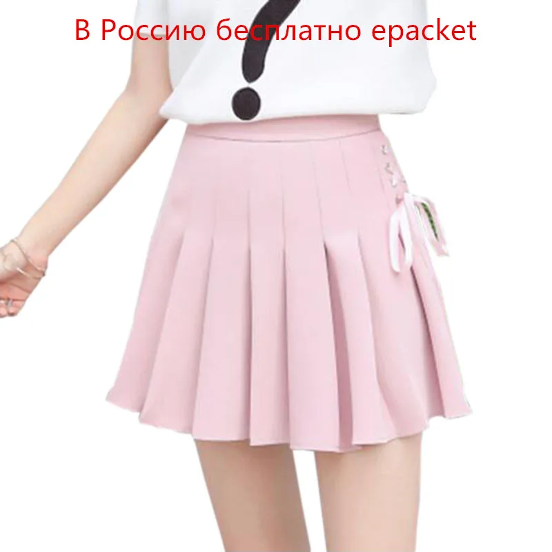 

S-XL Summer New Fashion Solid Denim Pleated Skirt Harajuku Lace-Up Hight Waist Casual Sexy Micro Mini Short School Skirts Women