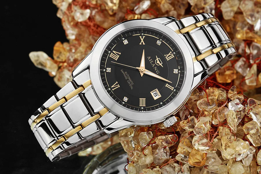 Бренд AILANG, мужские полностью стальные деловые часы, роскошные кристаллы, под платье, наручные часы, 3ATM, римские аналоговые часы, Relojes NW3297