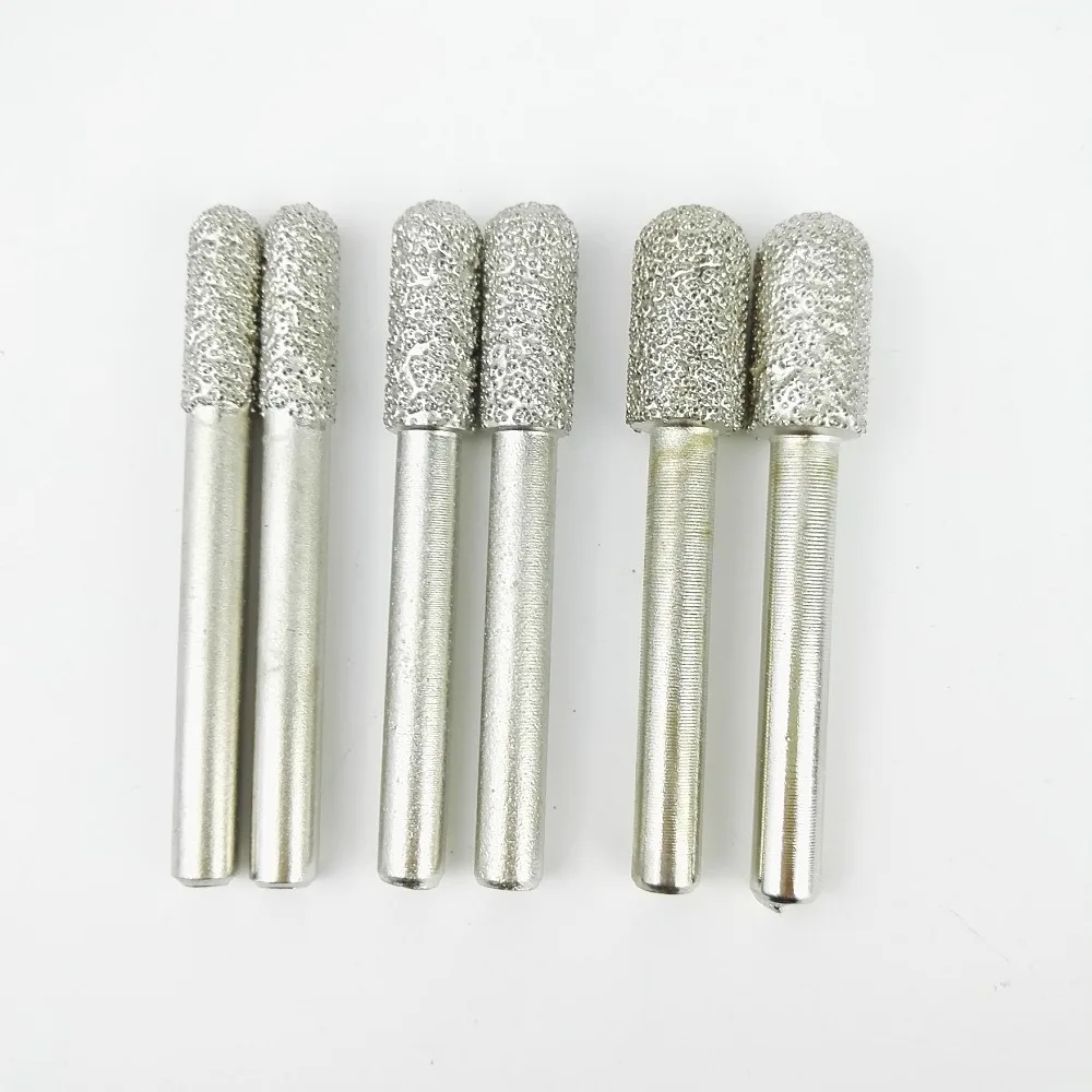 DIATOOL 6pcs 4/5/6 Vaccum Brazed Diamond Burrs Rotary Tool For Stone