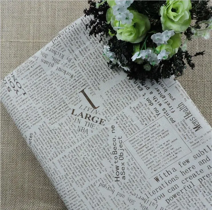 Печатная газетная хлопковая и льняная ткань на 7 метров DIY швейная обивка хлопчатобумажная ткань