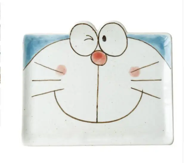 Японская Милая керамическая тарелка, мультяшная фарфоровая посуда, Детская обеденная тарелка Doraemon Cat, поднос для микроволновой печи, блюдо для фруктов - Цвет: E