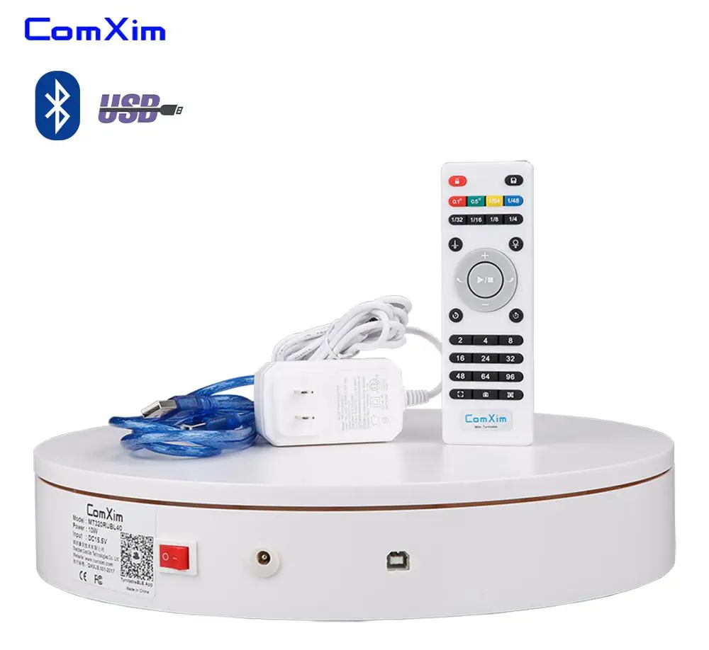 

ComXim 32cm 12.6in Bluetooth,USB,Secondary Development Rotating Electric Photography Turntable,Display Stand for Jewelry,Product