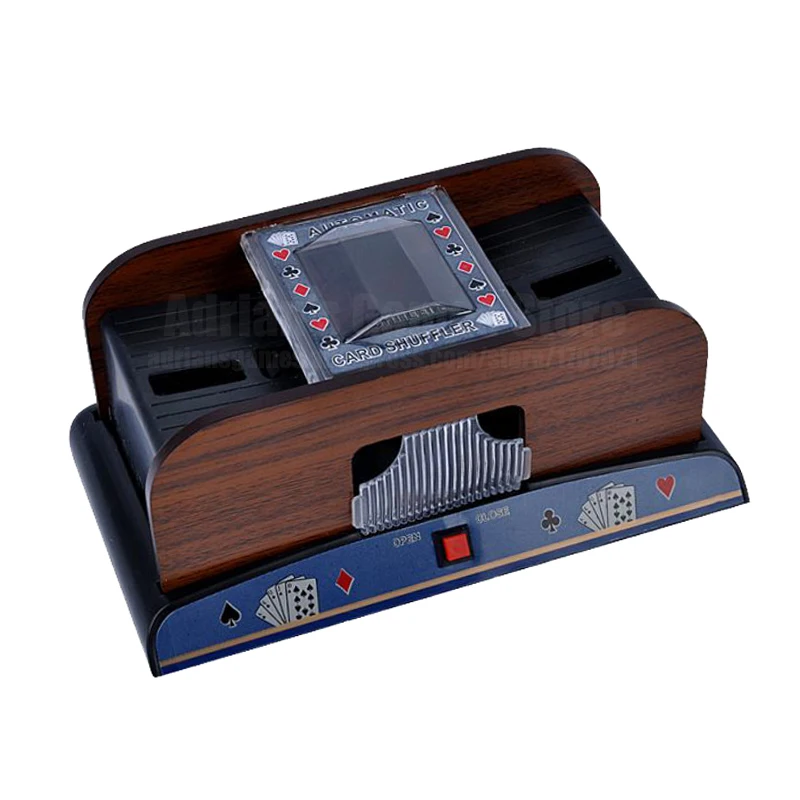 2 Decks Wooden Poker Card Shuffler Automatic Robot Machine Shuffling Plastic Playing Cards In
