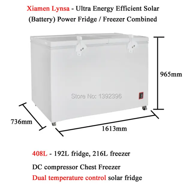 408L DC compressor Chest Freezer Ultra Energy Efficient Solar Battery Powered Fridge Freezer