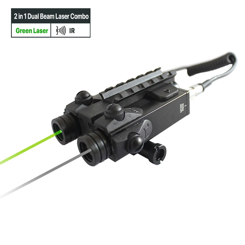

Dual Beam Tactical Green Laser and Infrared Laser Combo with Extra Build-in Picatinny Rail Mount with Military Standard