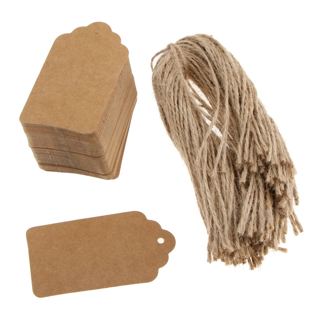 100pcs Christmas Gift Tag Kraft Paper Hanging Labels Wedding Wine Tags Décor