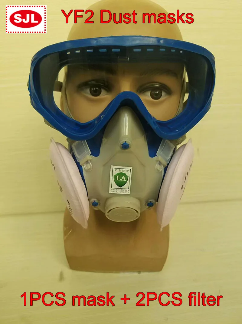 Goede SJL 100 2 gasmasker stofmasker Ernstige stof Bescherming ademhalingsapparaatmasker Goggles Geïntegreerde volledige gezicht ademhalingstoestellen